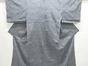 アンティーク　家屋に草花模様織り出し十日町紬着物